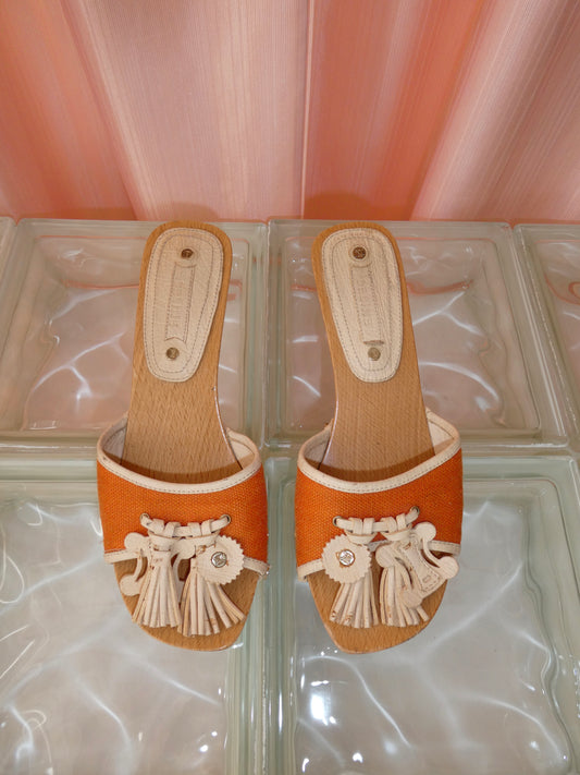 Celine orange & cream mules size 35