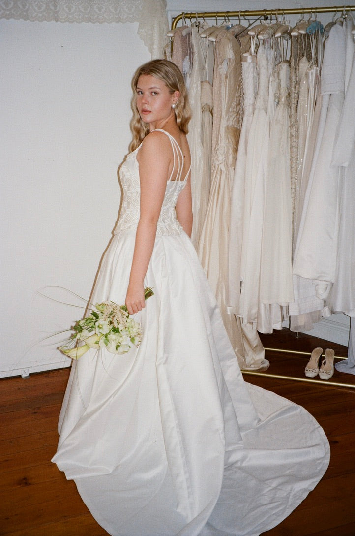 Vintage 90s Jean Fox Bridal Corset and Skirt Set