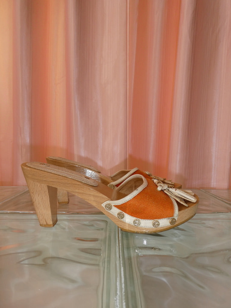 Celine orange & cream mules size 35