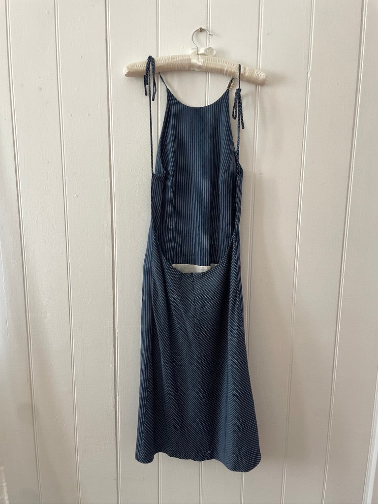 Vintage y2k Versace backless pinstripe midi dress