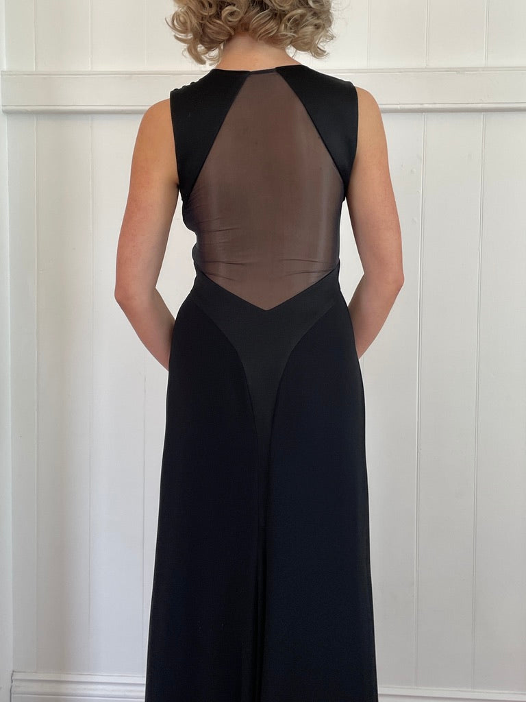 Vintage Y2K Black high neck gown with sheer back