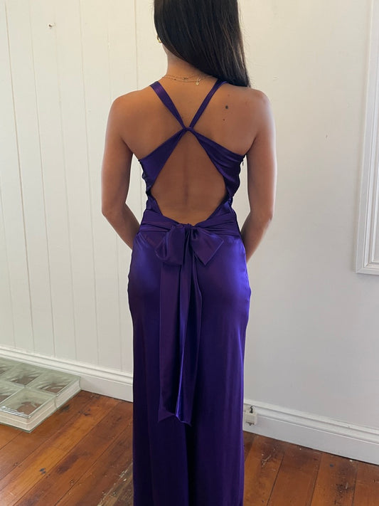 Vintage Y2K Ruth Tarvydas satin evening gown grape