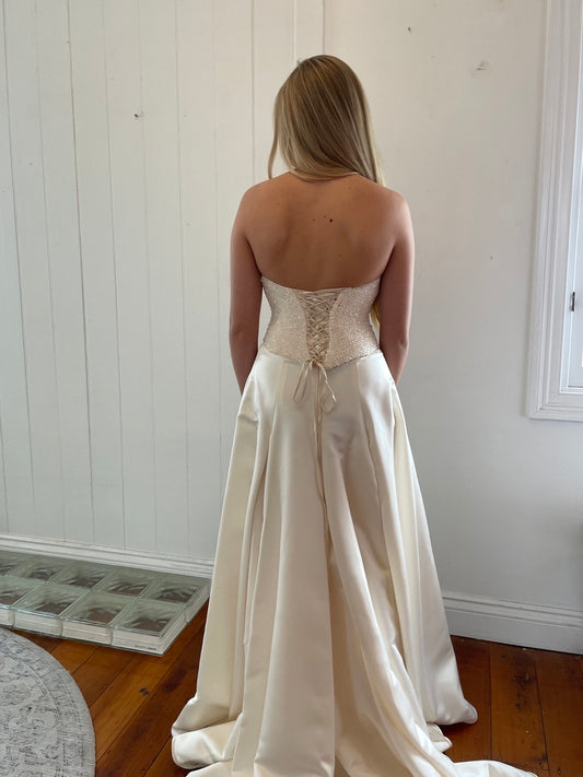 Vintage 90s silk beaded bridal corset top