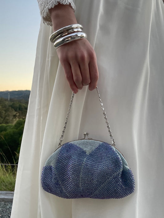 Vintage 60s blue beaded bag