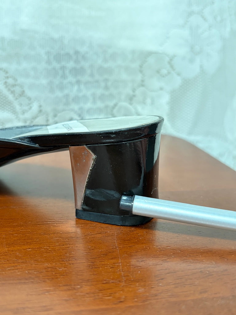 Vintage Charles Jourdan black square toe mule with translucent sphere
