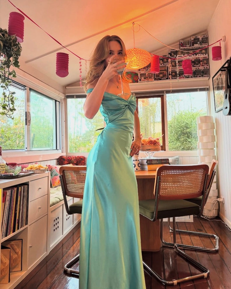 Vintage Ruth Tarvydas Goddess Gown Aqua 6