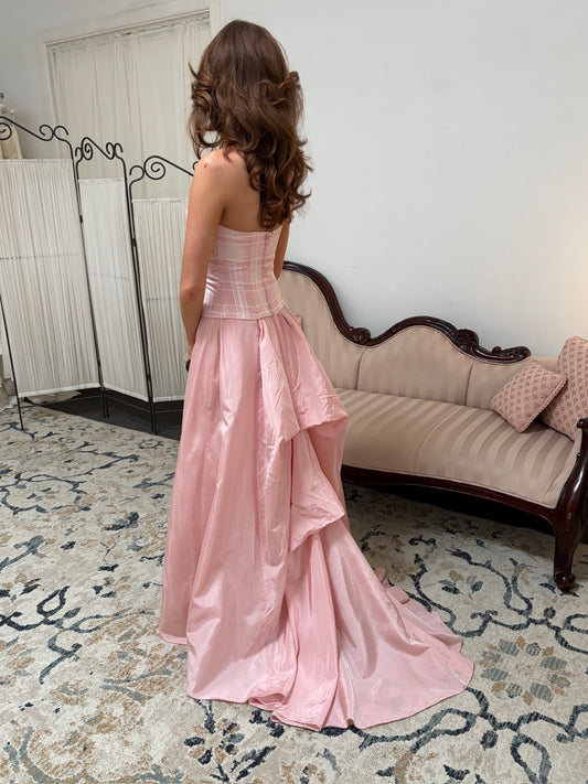 Vintage 90s Jessica McClintock for Gunne Sax pink strapless evening dress