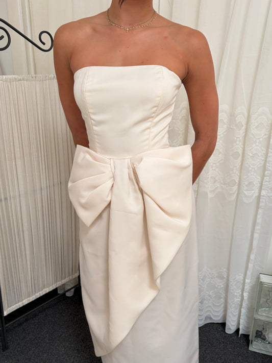 Vintage 80s Victor Costa satin column gown with statement bow