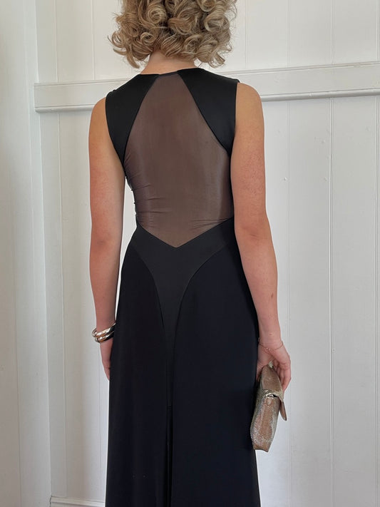 Vintage Y2K Black high neck gown with sheer back