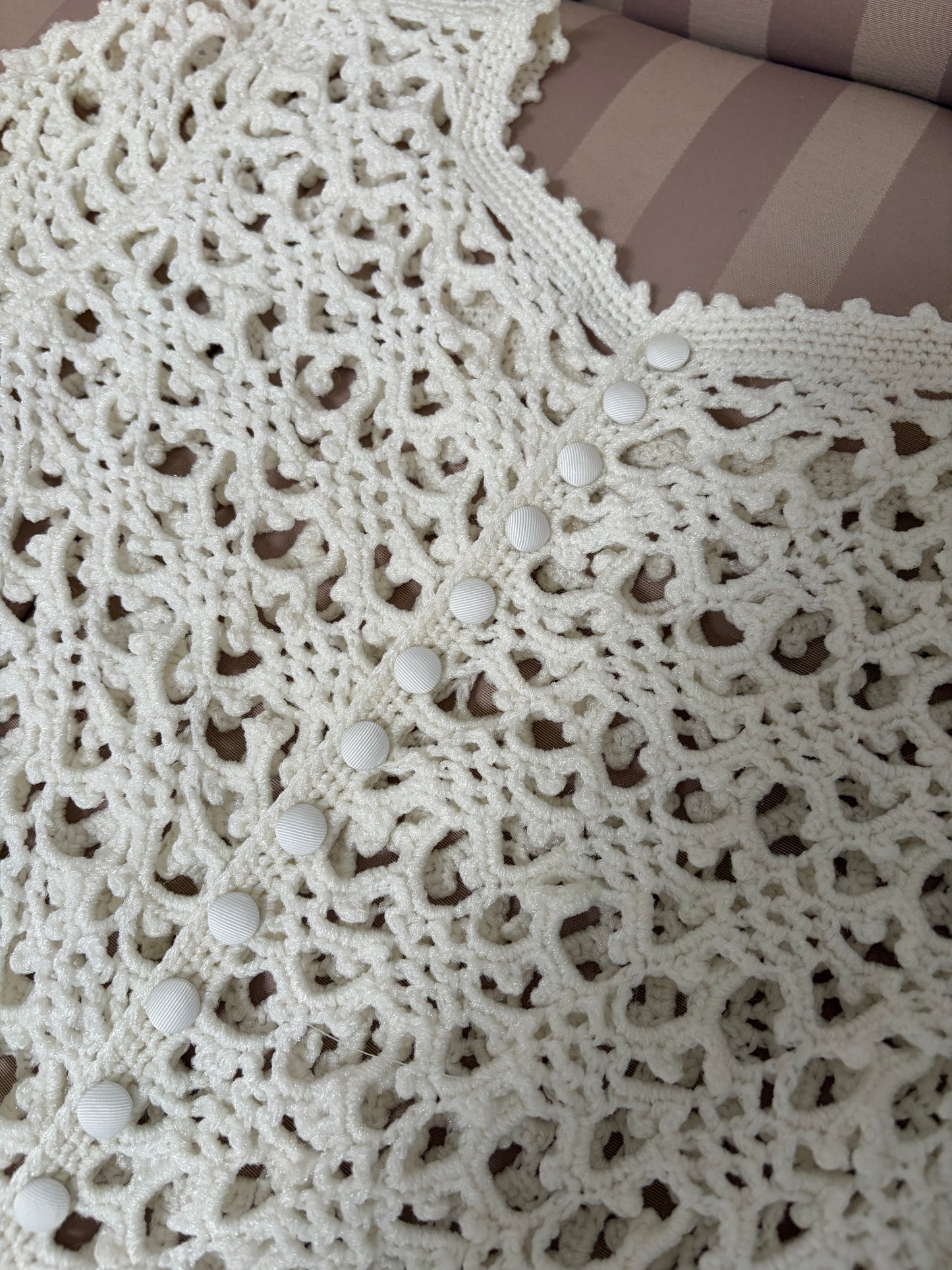 Vintage 70s ivory crochet long sleeve a-line wedding dress