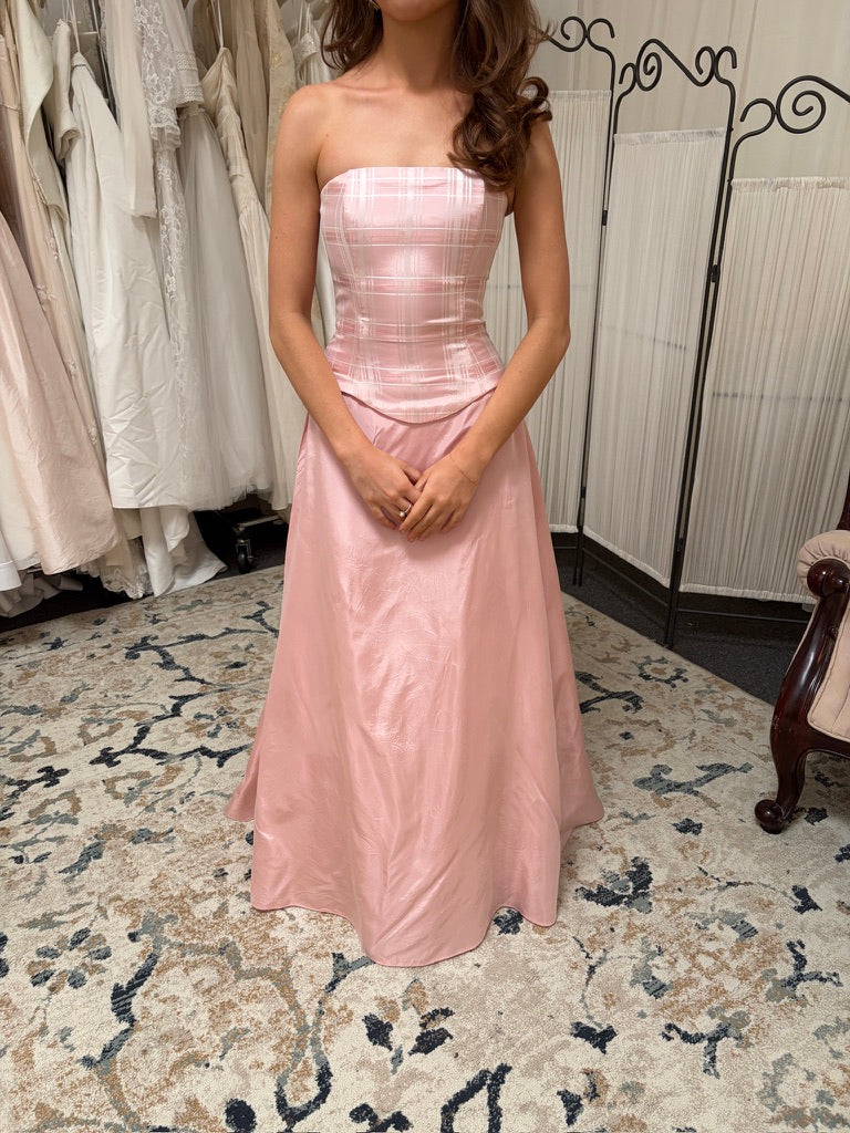 Vintage 90s Jessica McClintock for Gunne Sax pink strapless evening dress