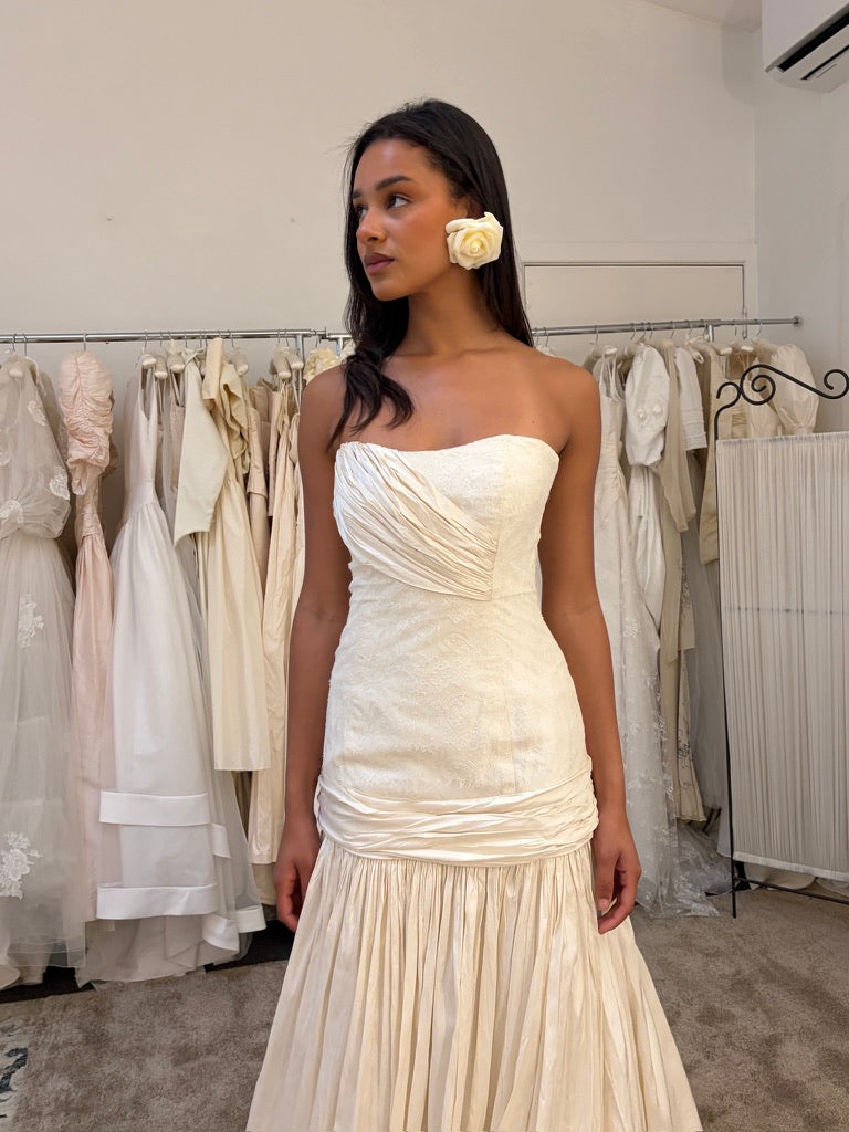 Incredible oversized cream rose bridal earrings