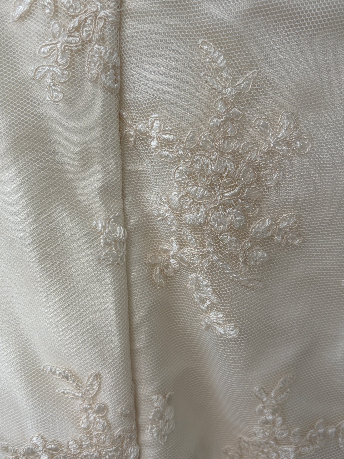 Vintage 90s pure silk wide v neck wedding gown with train