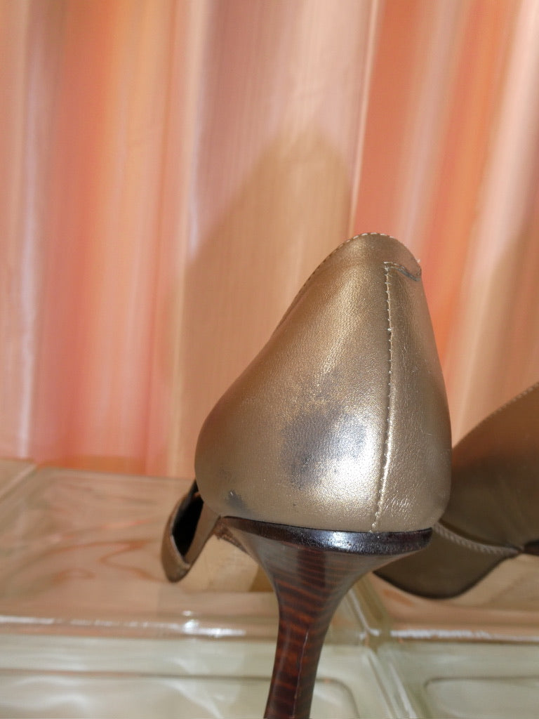 Bronze leather pointed toe pumps size 37.5