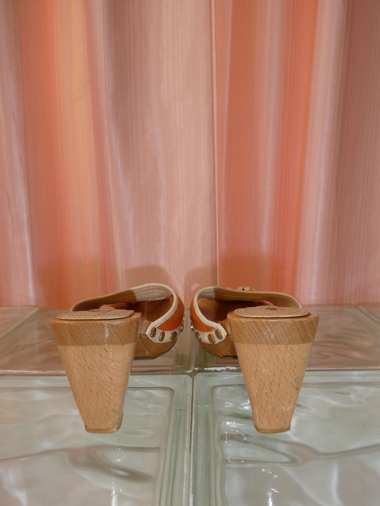 Celine orange & cream mules size 35