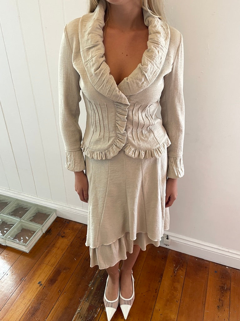 Vintage y2k oat french made skirt suit set