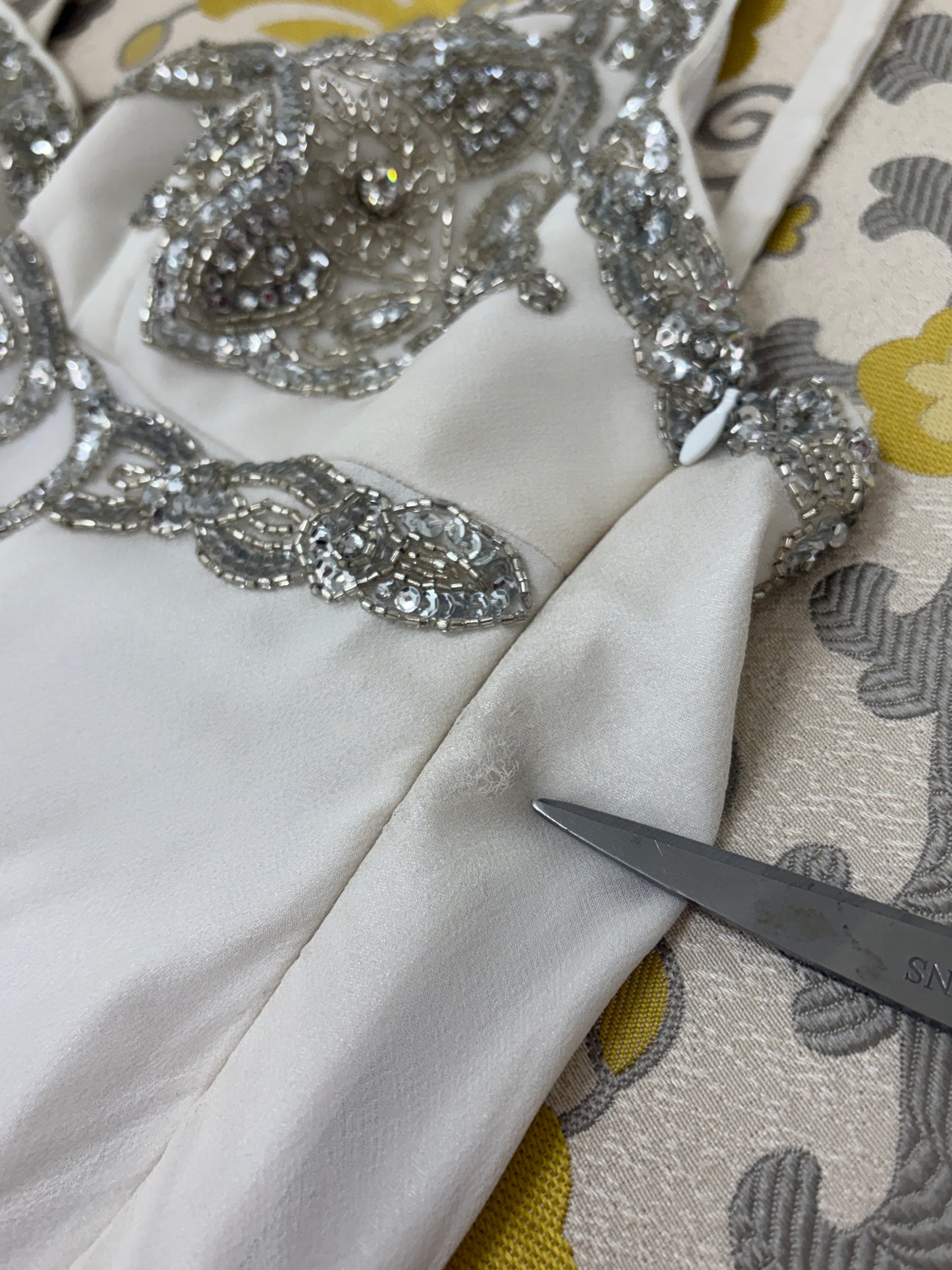 Vintage 00s Ruth Tarvydas ivory silk embellished wedding dress