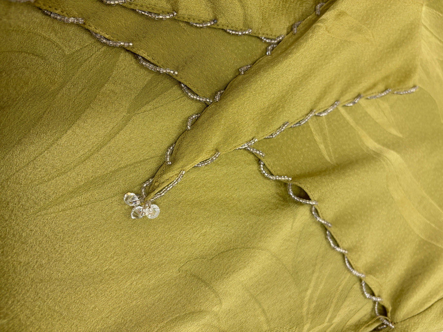 Vintage 90s Carol Peretz chartreuse pure silk 3 piece evening set