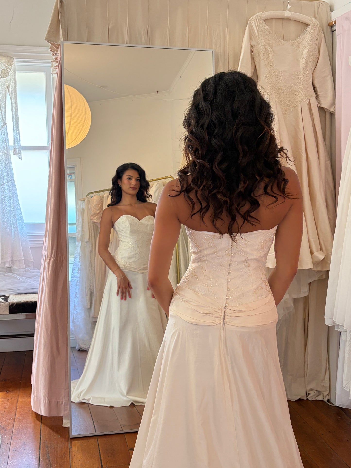 Vintage y2k cream silk drop waist wedding dress
