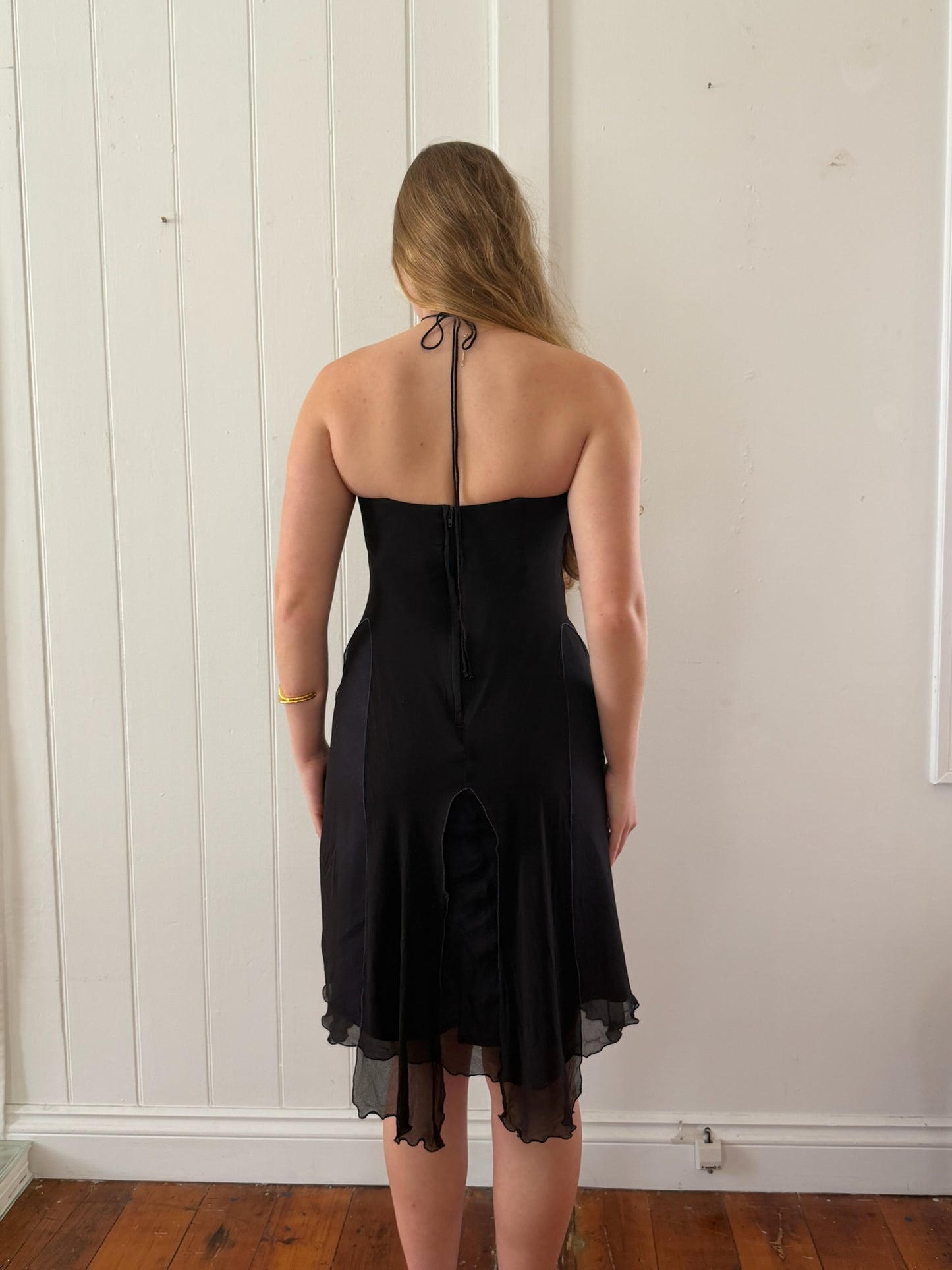 Vintage 1990 Jenny Bannister black balconette mini dress