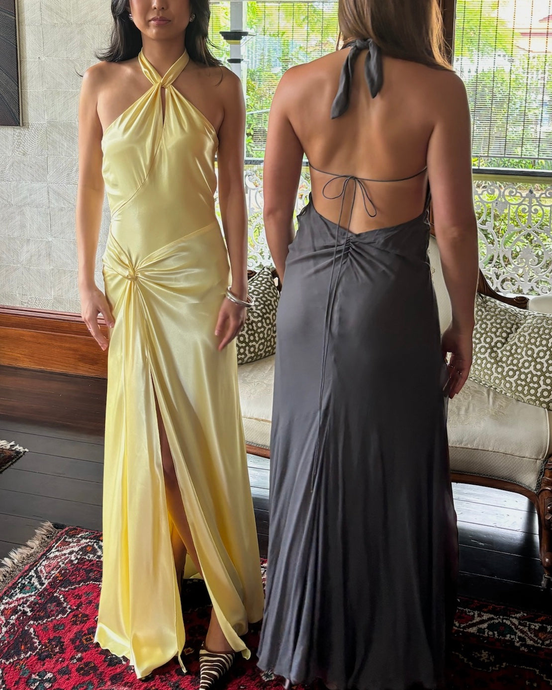Vintage Ruth Tarvydas Halter Twist Gown Lemon 8
