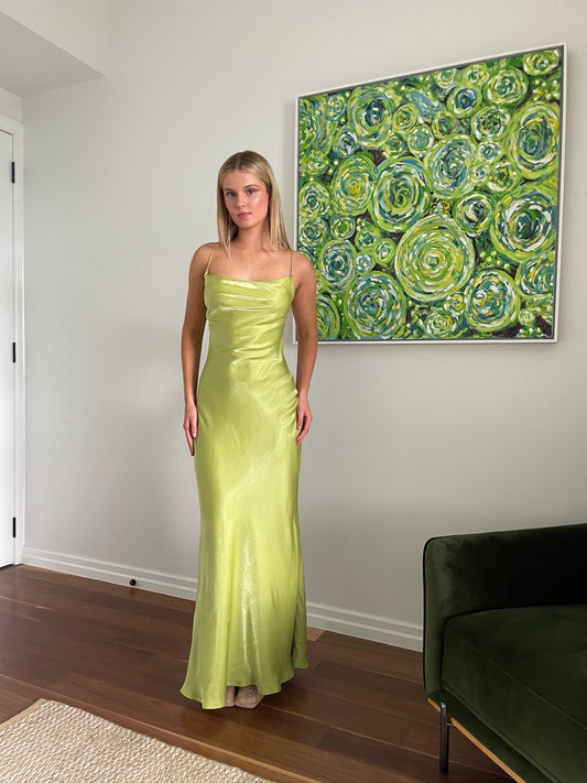 Vintage y2k apple green evening dress