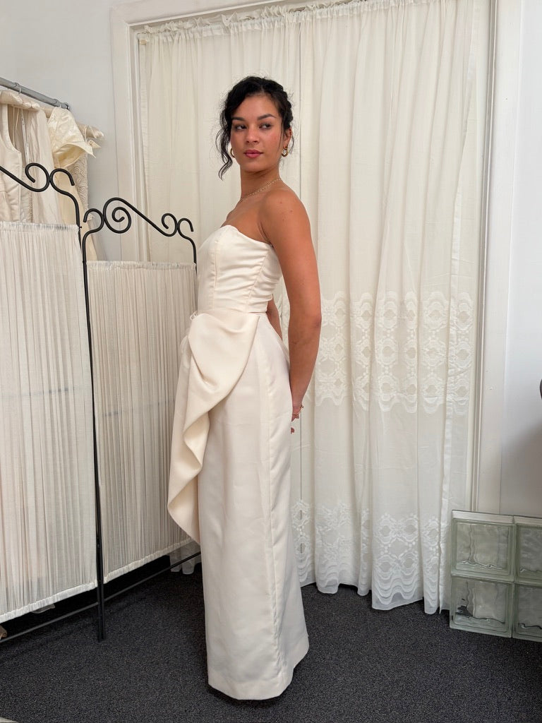 Vintage 80s Victor Costa satin column gown with statement bow