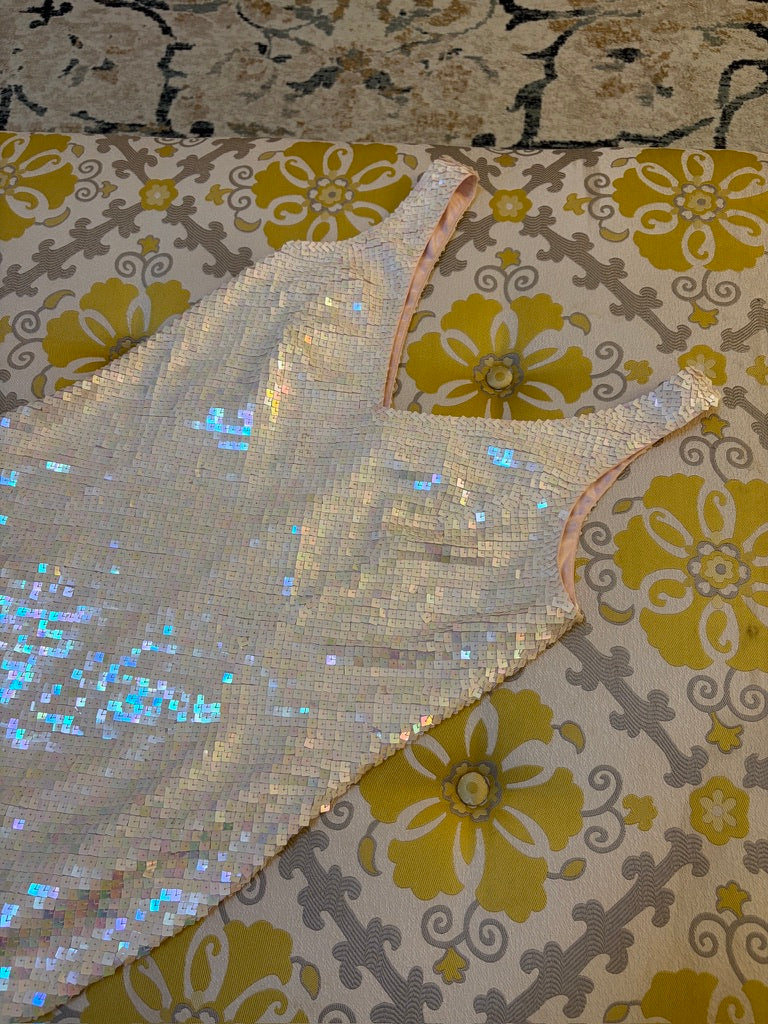 Vintage 90s Frank Usher iridescent square sequinned evening gown
