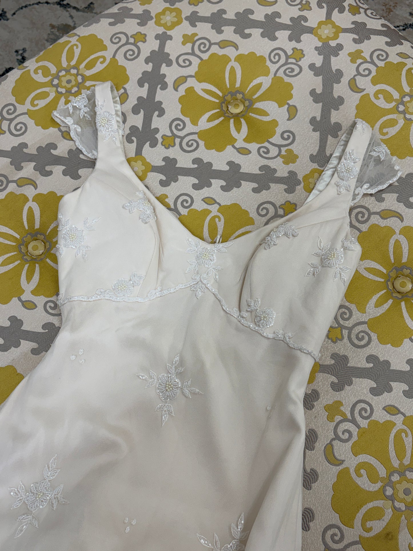 Vintage 00s Wendy Makin backless beaded wedding dress