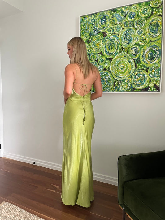Vintage y2k apple green evening dress