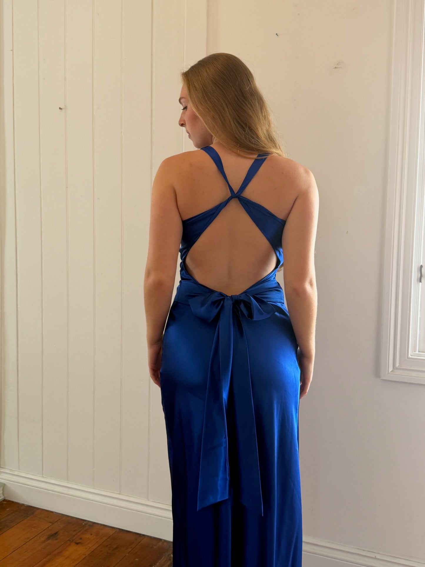 Vintage Ruth Tarvydas Goddess Dress Saphire 10 & 12