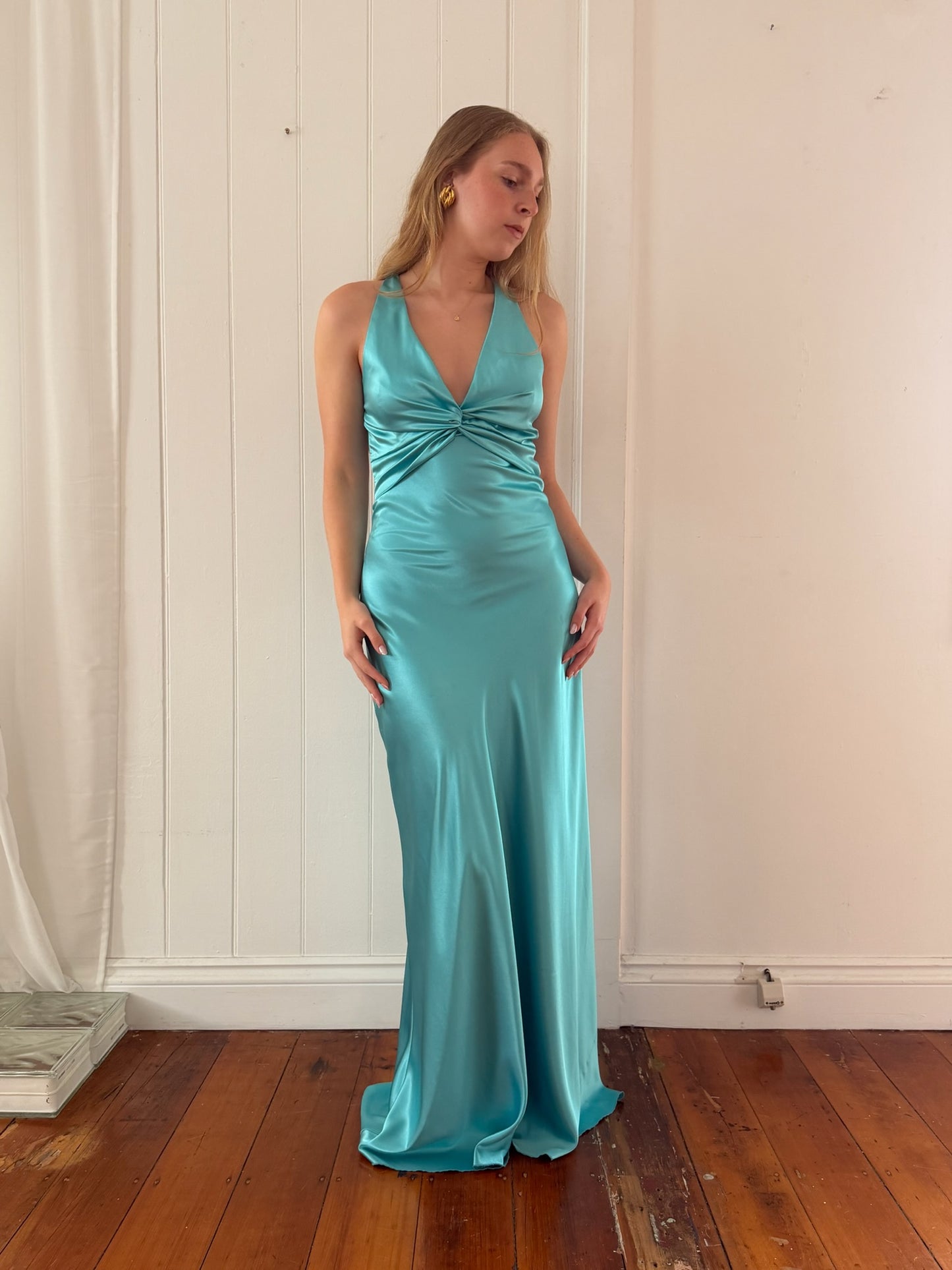 Vintage Ruth Tarvydas Goddess Gown Aqua 14