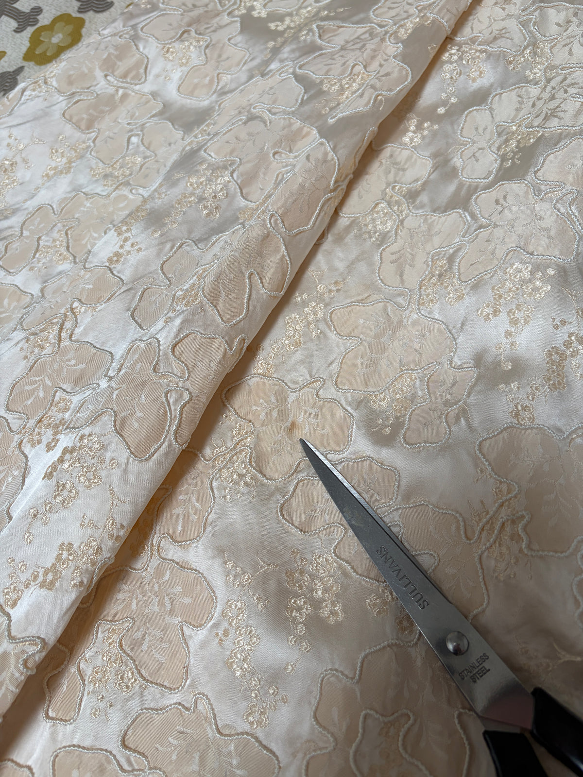 Vintage 50s corded jacquard satin a-line dress with rosettes