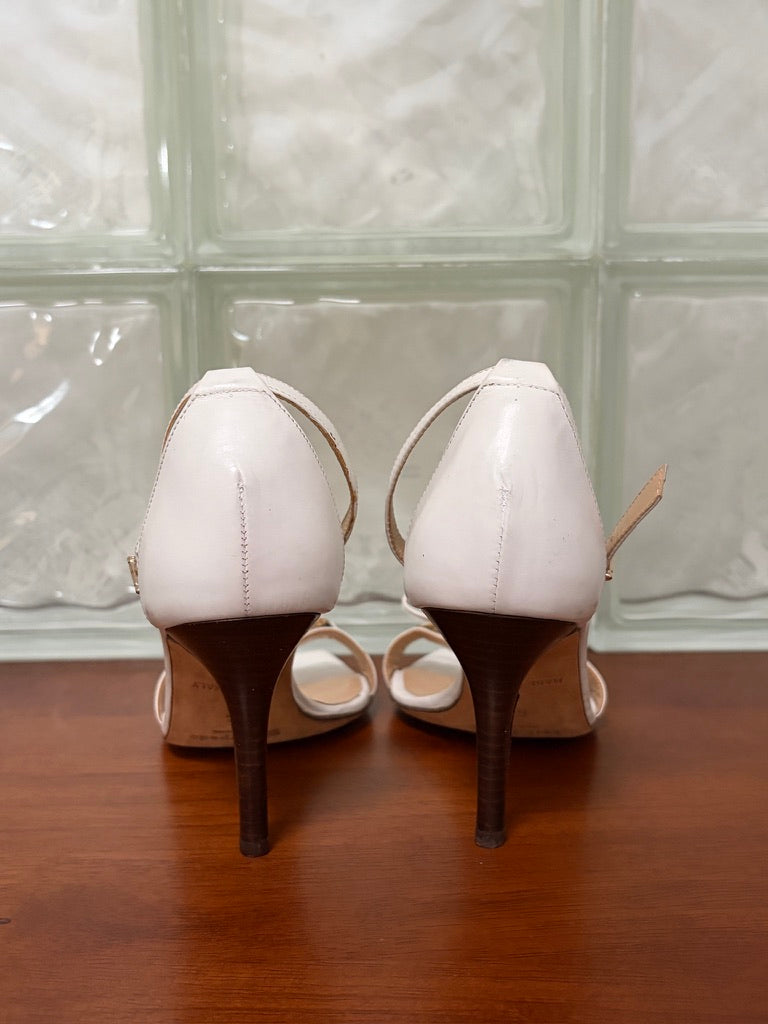 Vintage Kate Spade white leather stiletto heels with bow
