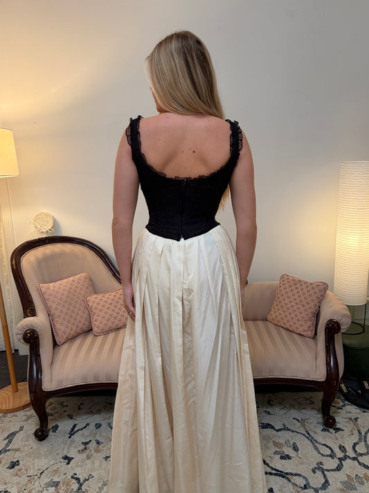 Vintage 90s Mariana Hardwick black basque waist lace corset top