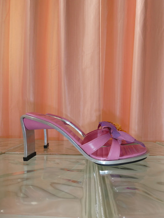 Charles Jourdan pink & purple steel heels size 38