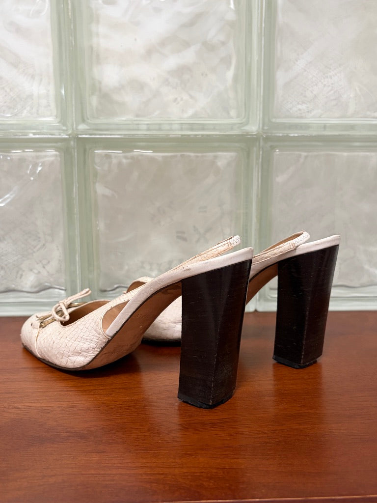 Vintage Kate Spade white ballet inspired slingback heels