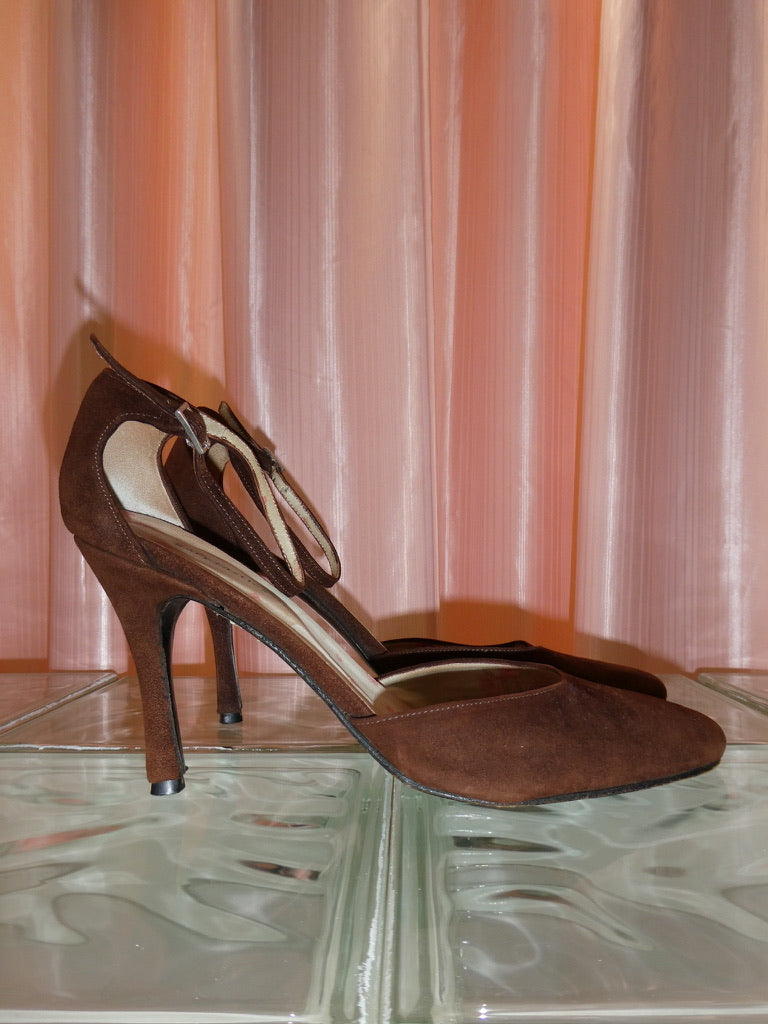 Brown suede stiletto heels size 40
