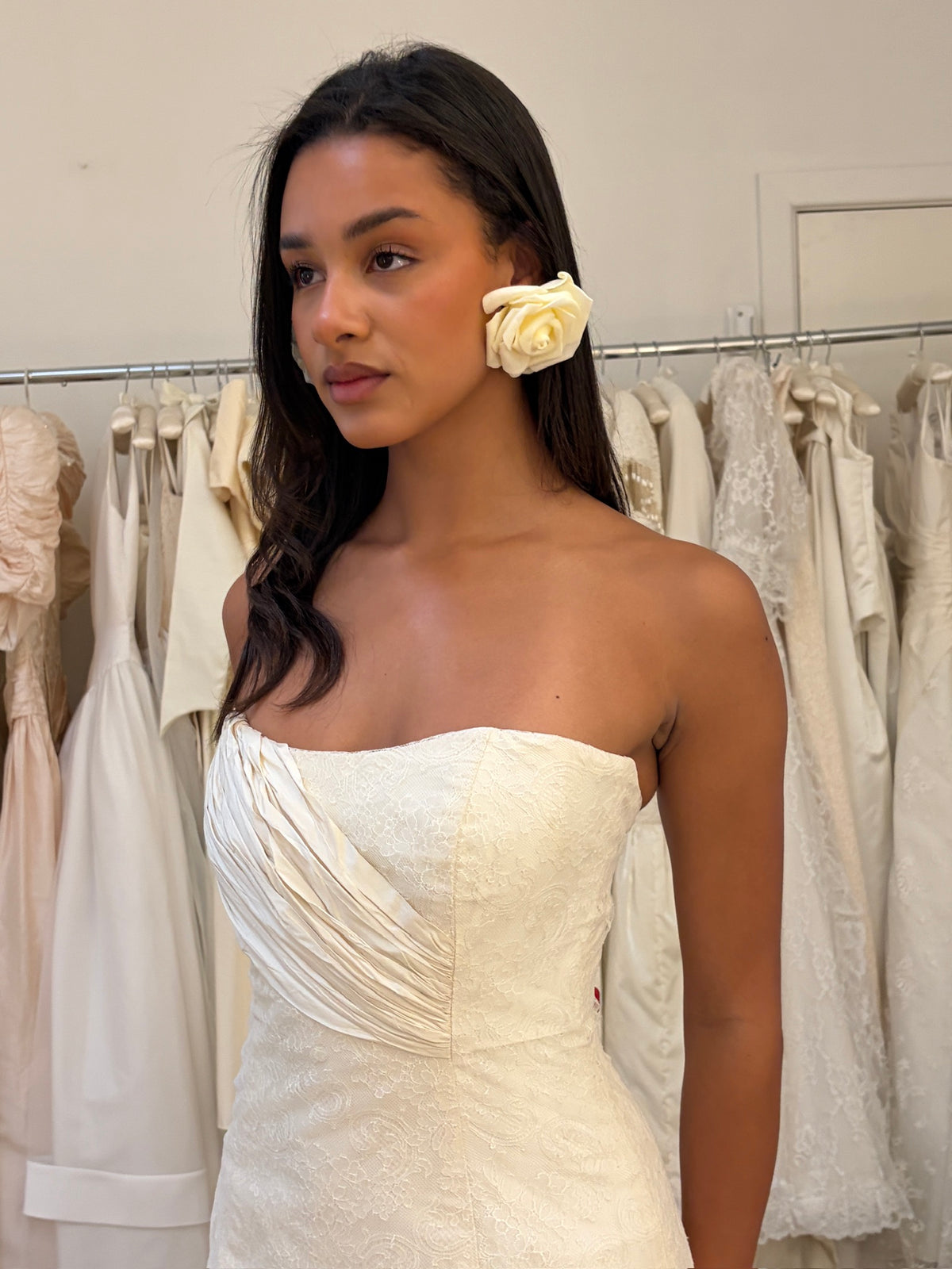 Incredible oversized cream rose bridal earrings