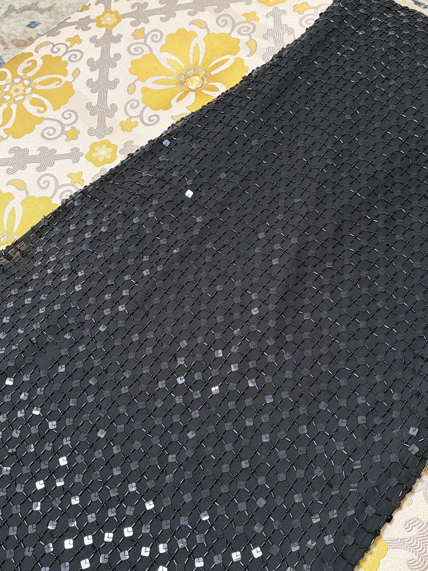 Vintage 90s George Gross black sequinned evening gown