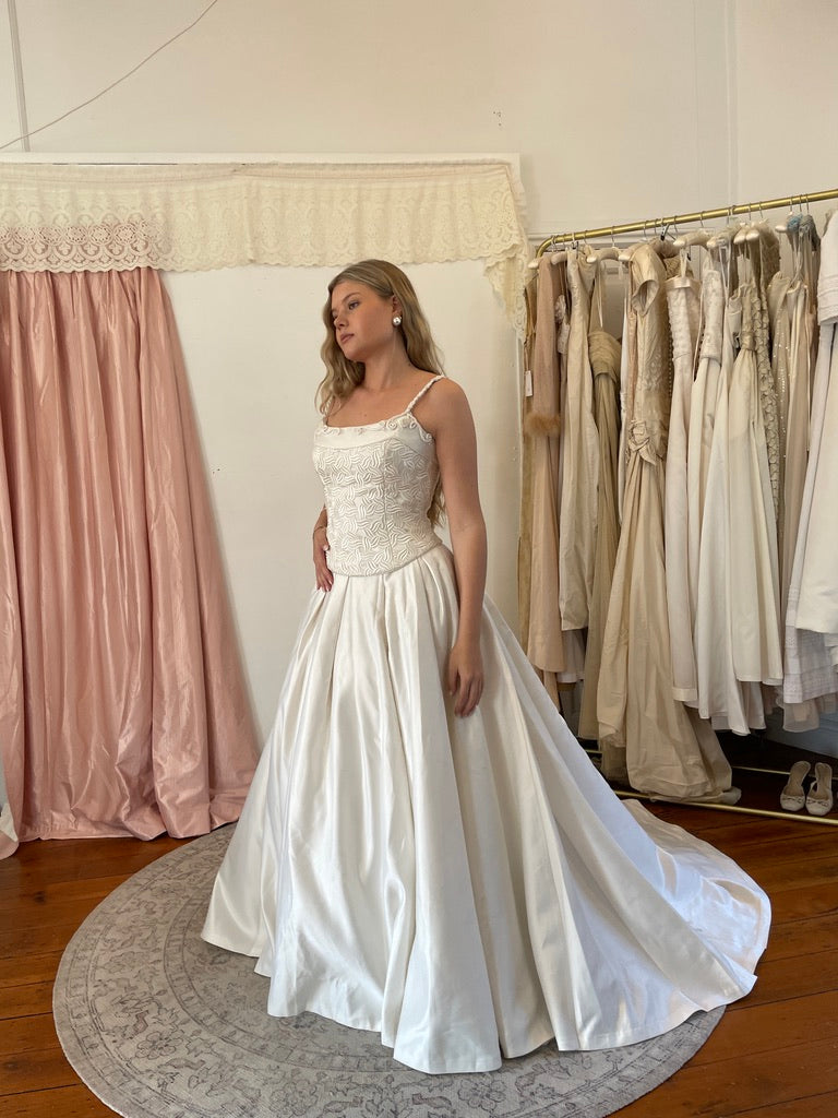 Vintage 90s Jean Fox Bridal Corset and Skirt Set
