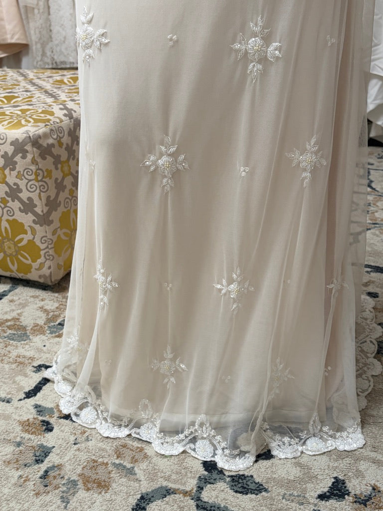 Vintage 00s Wendy Makin backless beaded wedding dress