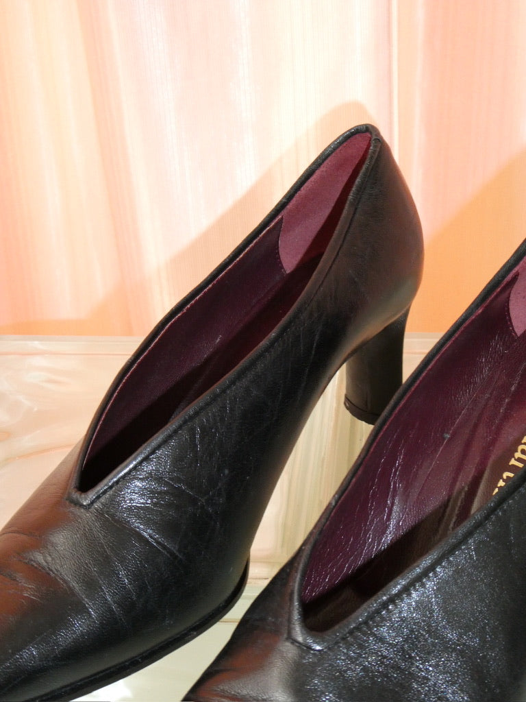 Mina Martini black leather square toe heels size 37.5