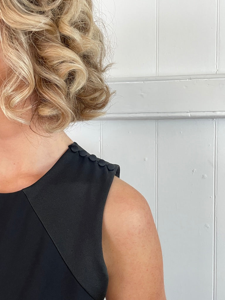 Vintage Y2K Black high neck gown with sheer back