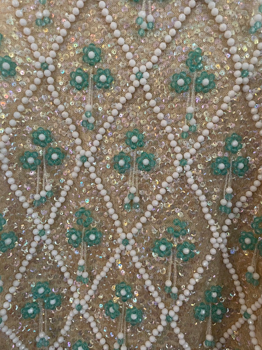 60s tiffany cream beaded top