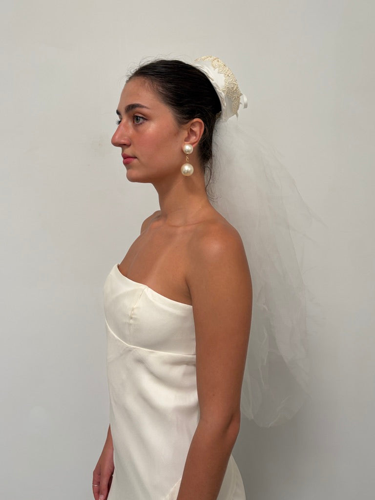 Vintage 90s ivory silk asymmetric bridal midi dress