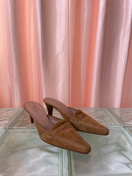 Milana tan suede pointed toe mule size 37.5