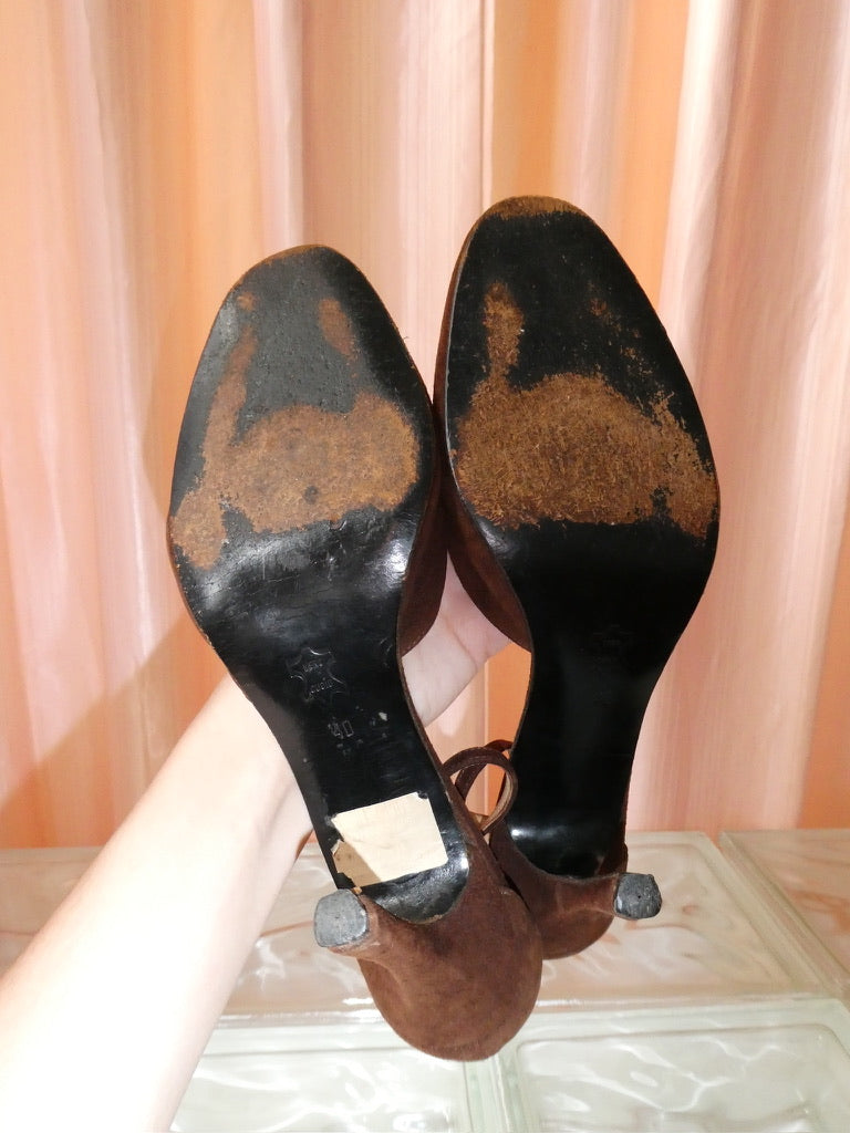 Brown suede stiletto heels size 40