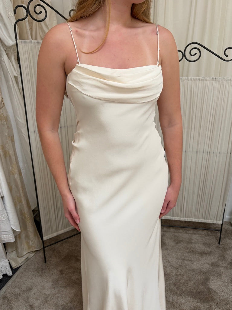 Vintage 00s Suzanne Neville silk backless wedding gown