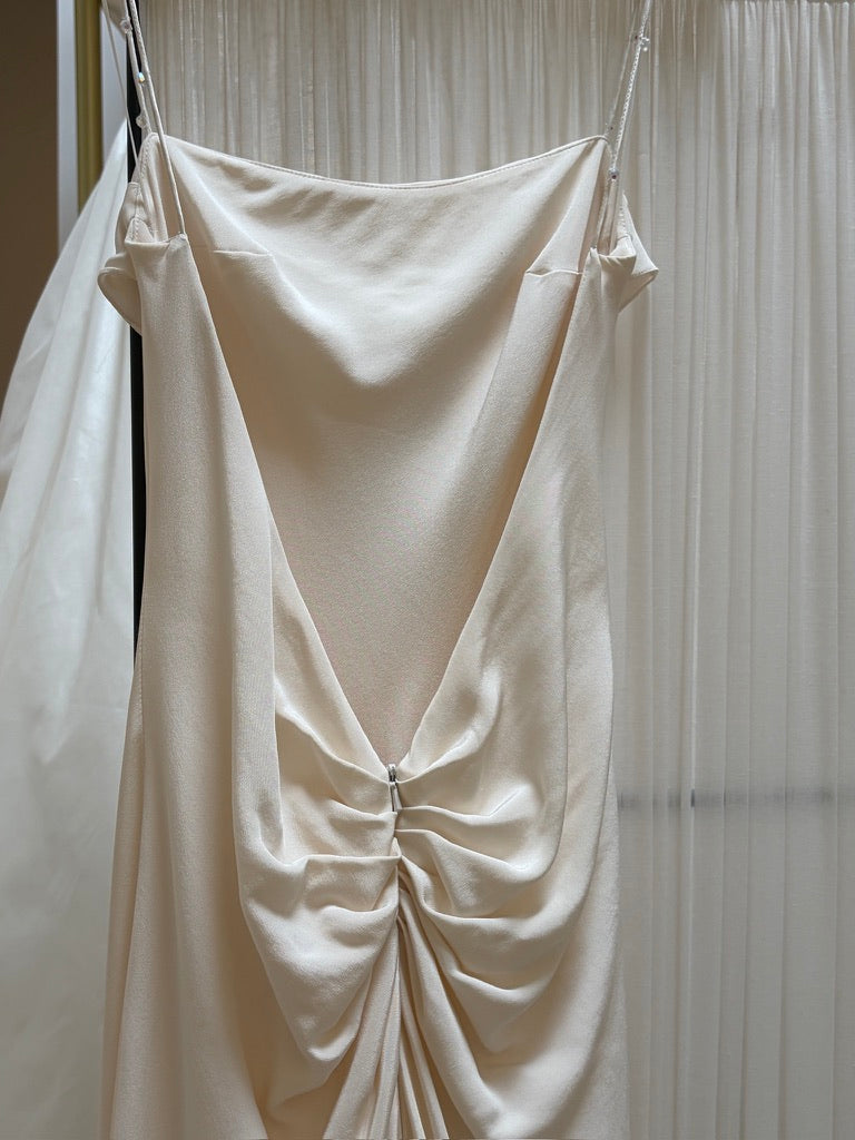 Vintage 00s Suzanne Neville silk backless wedding gown
